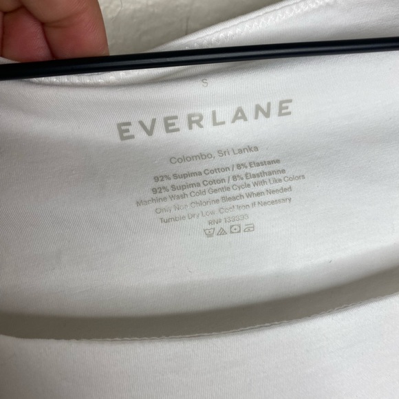 Everlane The Long-Sleeve Supima Square-Neck Bodysuit in White / Small - Picture 6 of 8